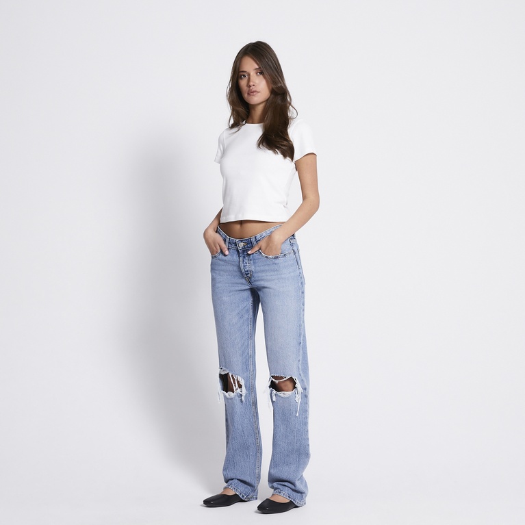 Low waist straight jeans "Icon" Light heavy worn